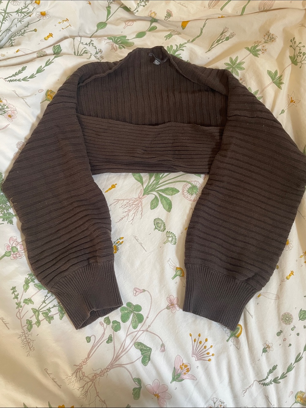 Shrug Sweater Ribbed Dark Brown
